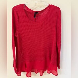 New Directions Vibrant Red Long Sleeve Blouse
